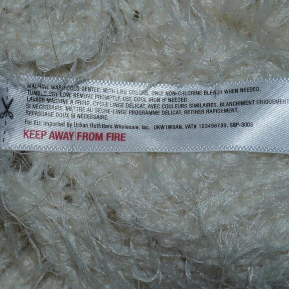 Anthropologie Cream Knit Oversized Sweater Poncho One Size Cozy Fuzzy Pullover - Picture 11 of 12